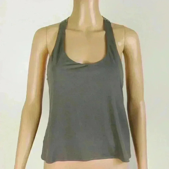 Rag & Bone New York Leather Trim Grey High Low Sleeveless Tank Top - Picture 2 of 7
